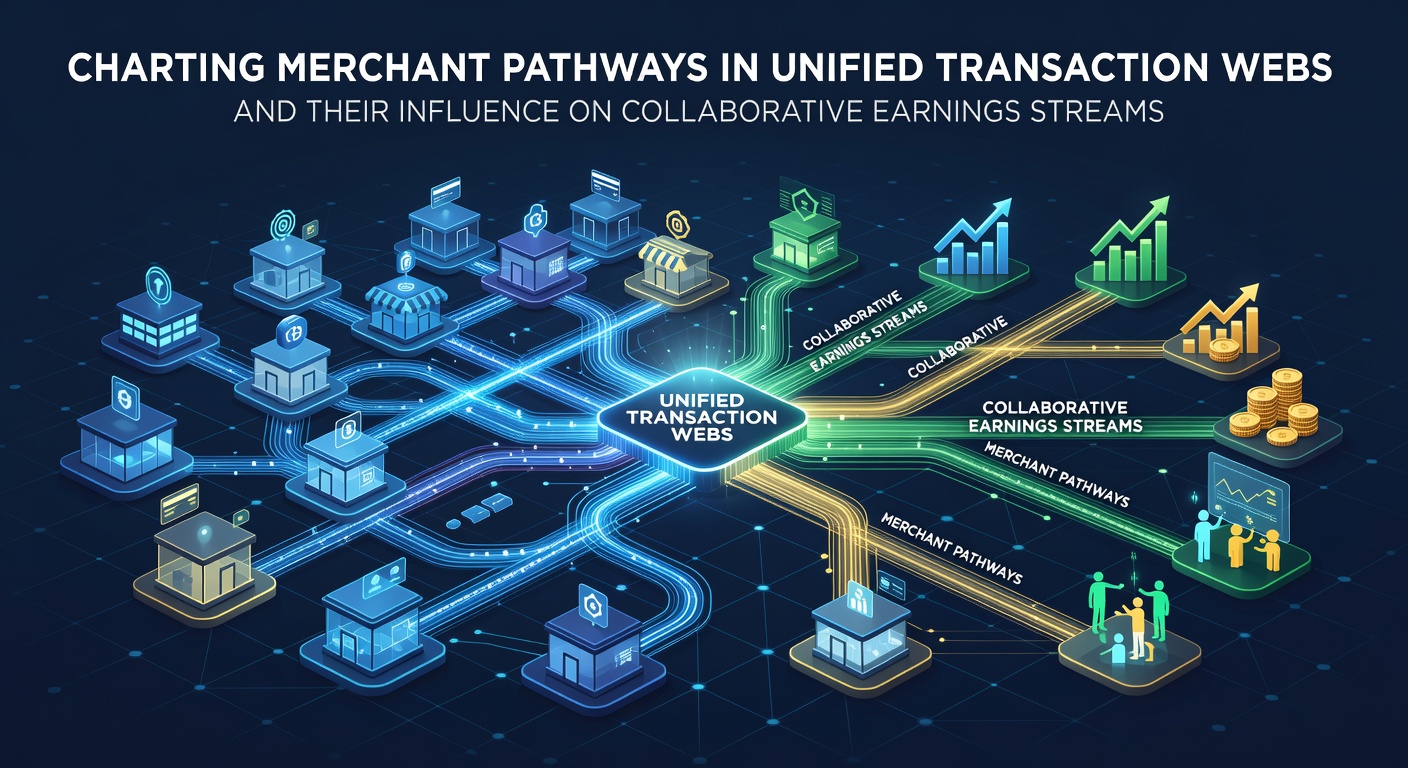 Visual diagram showing interconnected merchant transaction pathways across a unified payment network with revenue flow indicators