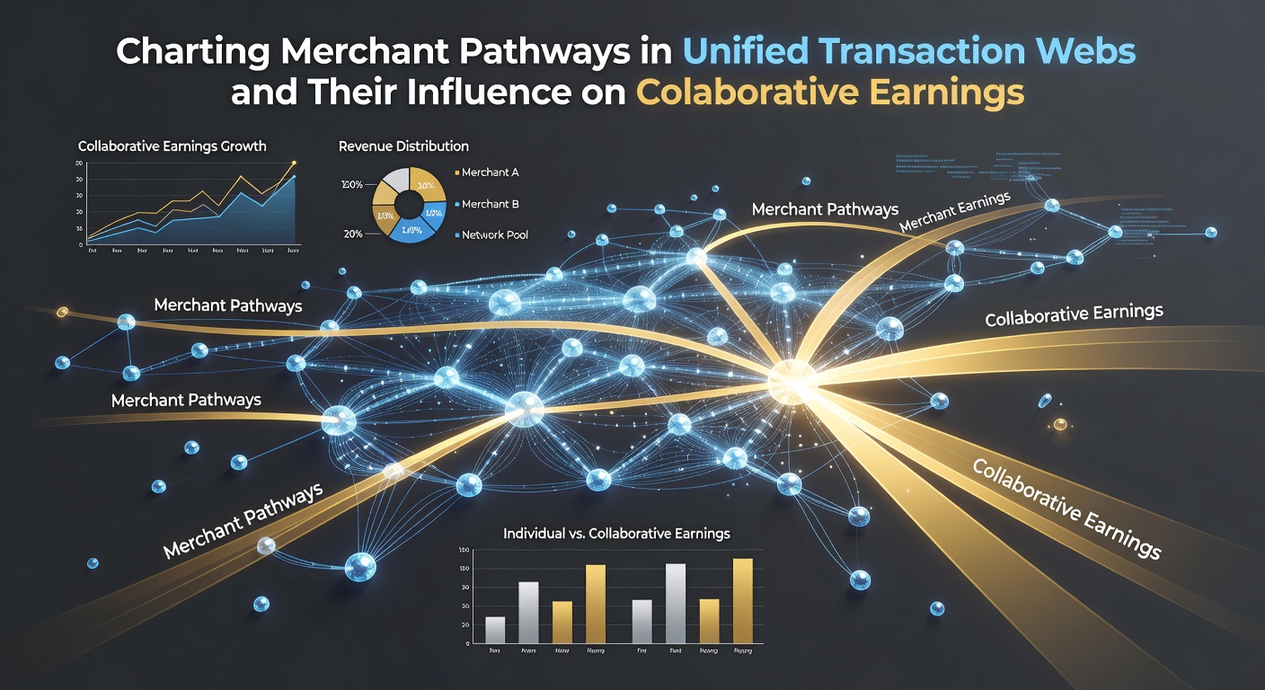 Detailed flowchart illustrating revenue distribution across multiple merchant nodes within a collaborative transaction web