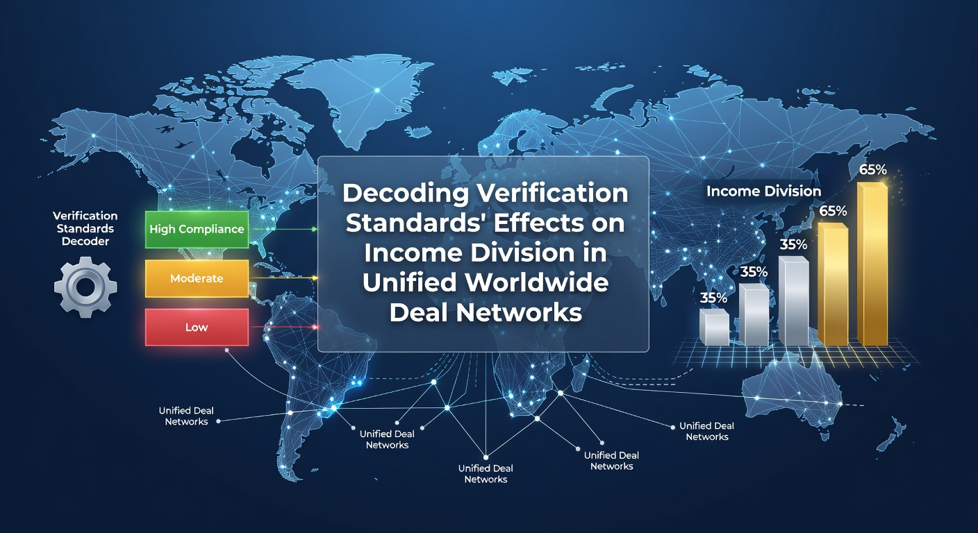 Global transaction network diagram showing verification checkpoints and revenue flow paths across continents