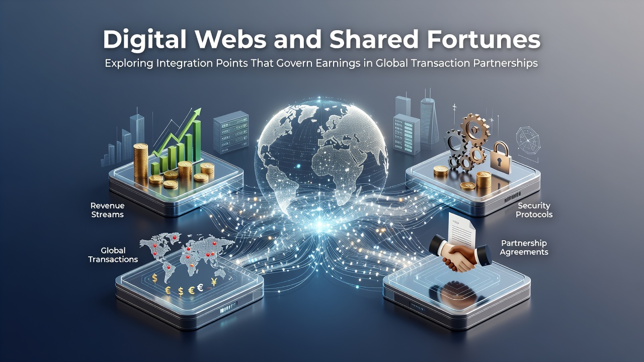 Global transaction network diagram showing interconnected digital payment nodes across continents