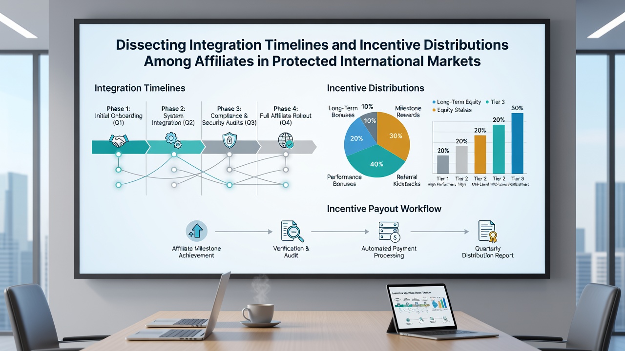 Infographic detailing incentive distribution flows and compliance checkpoints across affiliate partnerships in international transaction networks