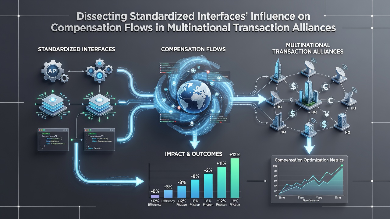 Flowchart depicting compensation distribution through standardized interfaces in a cross-border alliance network