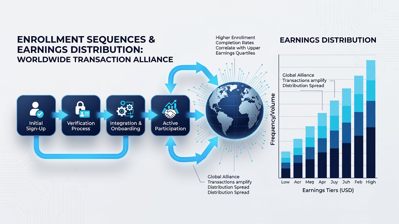 Chart illustrating earnings distribution variations tied to enrollment timing in transaction alliances