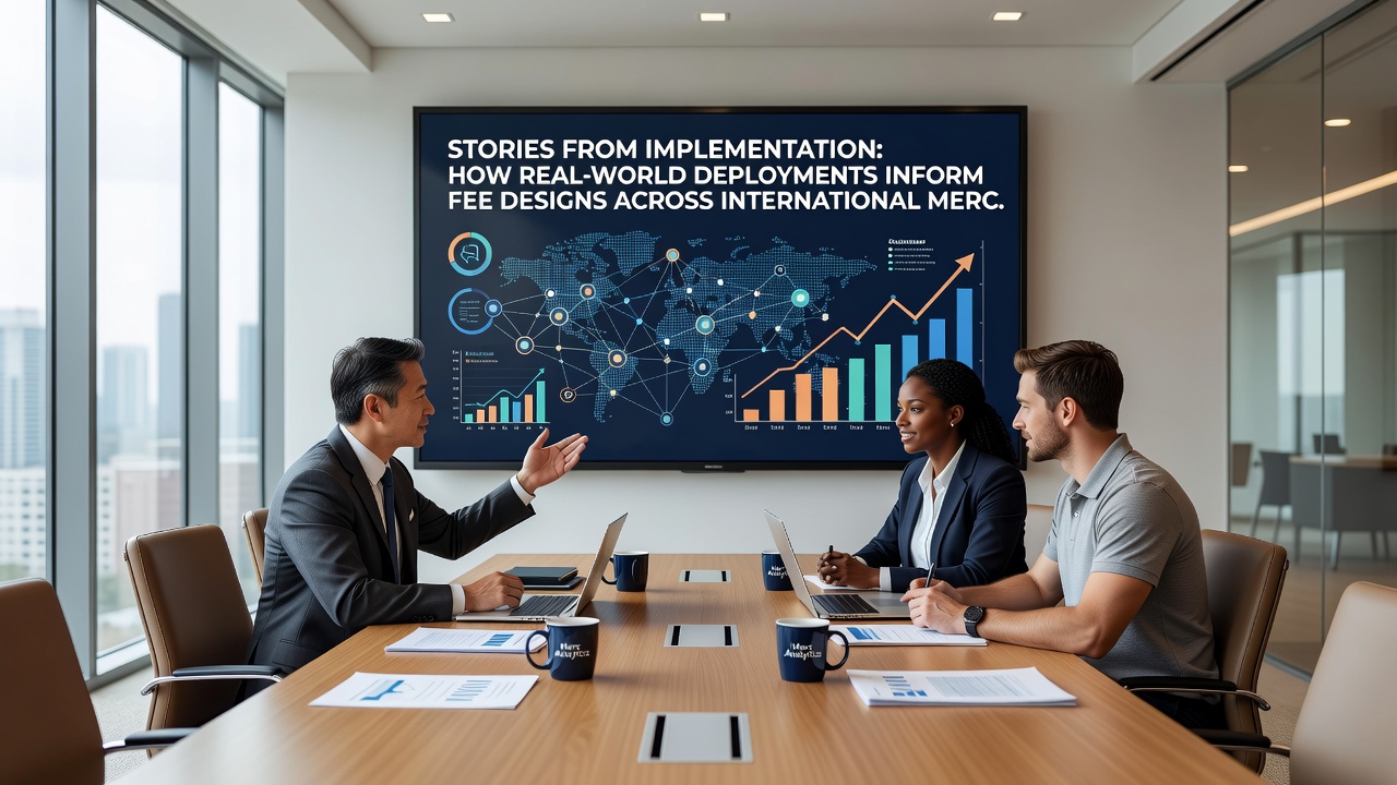 Analytics dashboard displaying international transaction metrics and fee allocation adjustments