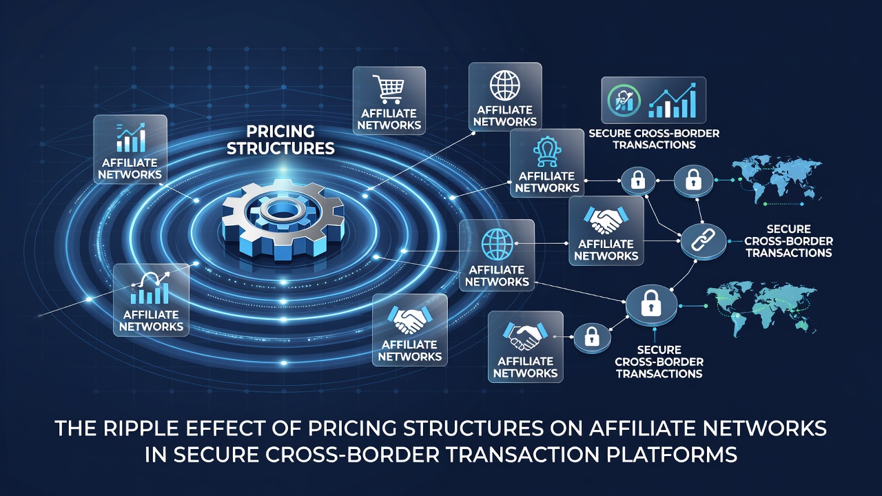 Diagram illustrating pricing structures affecting affiliate networks in cross-border transaction platforms